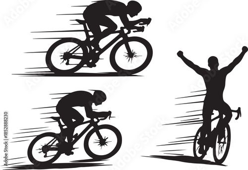 Cyclist Racing Dynamic Silhouette Vector