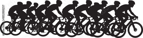 Cycling Group Peloton Silhouette Vector
