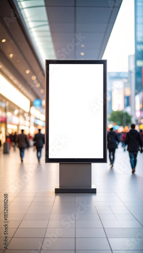 a blank billboard sign in an empty airport or city office for an advertising presentation display