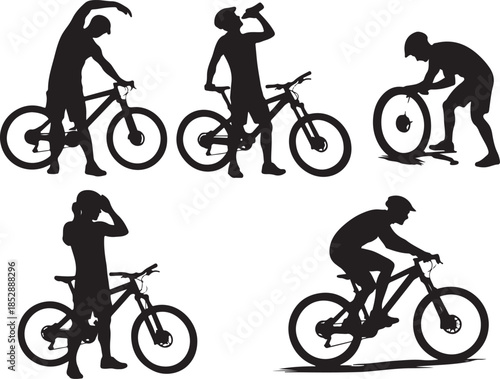 Cycling Training & Maintenance Silhouette Vector