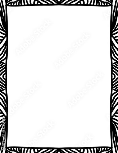 Zebra Stripe Border Template with Hand-Drawn Black and White Safari Animal Pattern, Artistic Wild Animal Skin Frame for Jungle Theme Posters, Fashion Flyers, and Creative Design Layouts