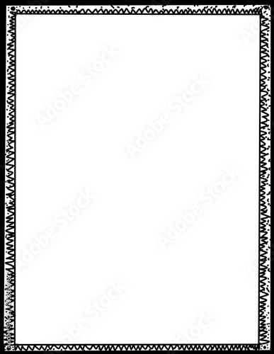 Hand-Drawn Doodle Frame Border with Black Zigzag Lines and Stippled Dot Patterns on White Background, Minimalist Sketch Decorative Rectangle for Invitations and Digital Stationery