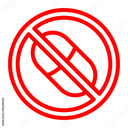No Pills Medication Prohibition Icon	
