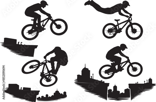 Urban Extreme Dynamic Motion Silhouette Vector