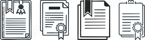 Legal policy document icon with ribbon bookmark minimal compliance regulation concept
