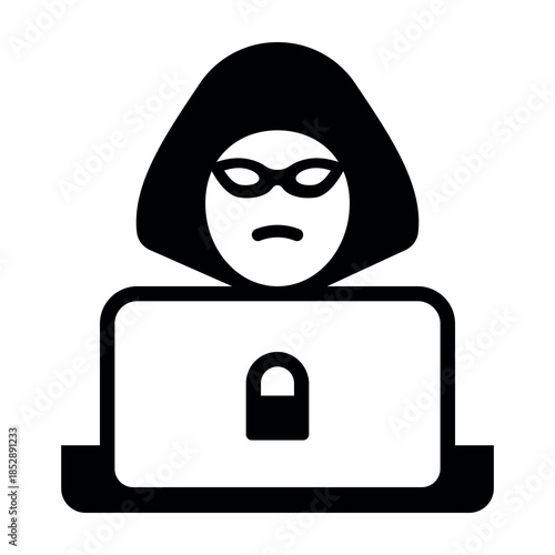 Minimal black and white security and privacy icon set featuring passwords, Face ID, fingerprint authentication, data protection, secure payments, access control and warning symbols. Ideal for websites