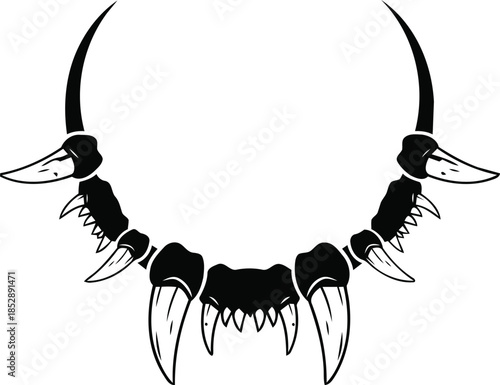 Tribal necklace made from animal teeth and claws a symbol of strength and ancient traditions.