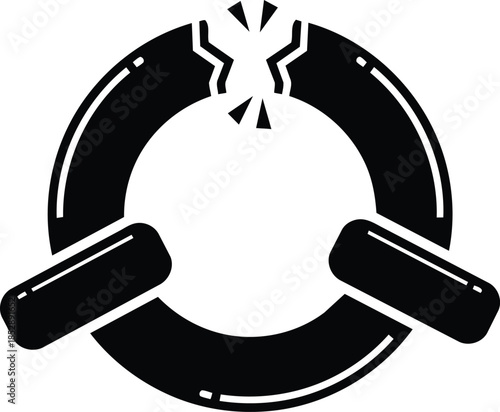 Broken lifebuoy ring in black and white.