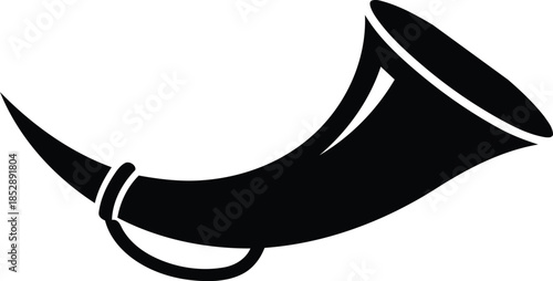 Simple black hunting horn or bugle icon.