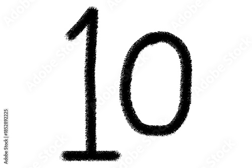 Hand Drawn Charcoal Style Number Ten With Rough Organic Brush Texture Isolated On Transparent Background PNG For Modern Graphic Design