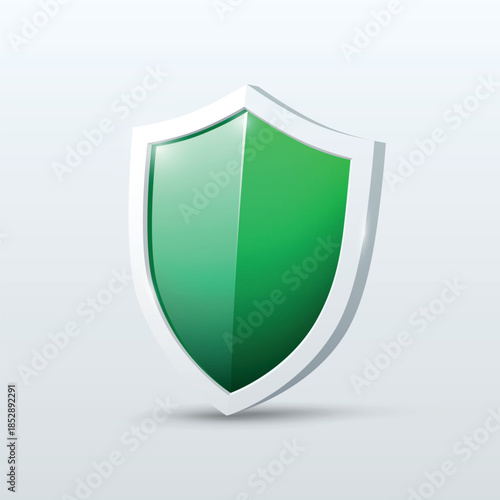 Green potection shield icon. Vector illustration