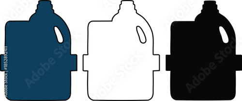 Plastic Jugs in Various Colors Isolated on White Background