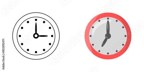 Clock icon set isolated on a clean background, modern minimal symbols representing time, schedule, and productivity, ideal for apps, websites, UI design, and digital interfaces.