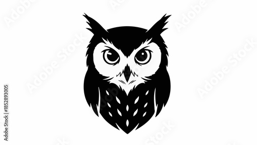 Intense owl silhouette with striking eyes, symbolizing wisdom and nocturnal nature