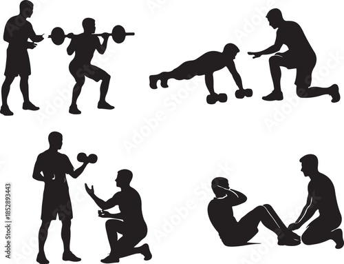 Personal Trainer Coaching Silhouette Vector