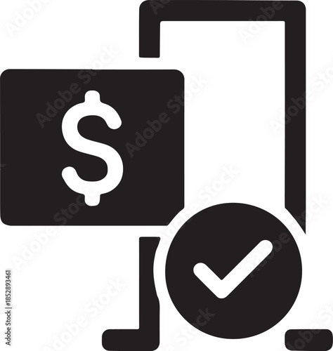 Currency block passing checkpoint gate silhouette icon representing verified transfer