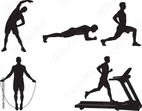 Gym Fitness Training Exercise Silhouette Vector
