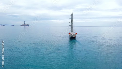 Barquentine leaving Limassol Marina harbor. Cyprus