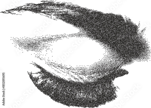 Eye vintage y2k stipple art, vision halftone stipple brutalist retro vector png with transparent background, iris 2000s aesthetic photocopy effect tattoo