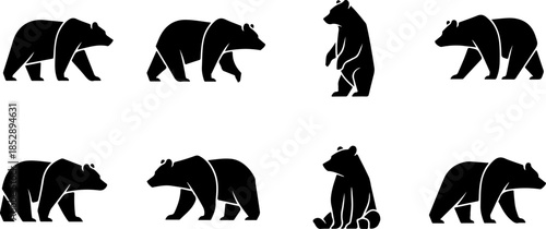 Woodland Wildlife Bear Family Vector Set - Mother and Cub Illustrations