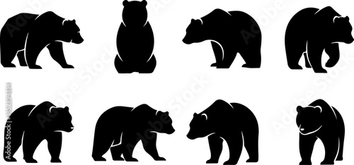 Woodland Wildlife Bear Family Vector Set - Mother and Cub Illustrations