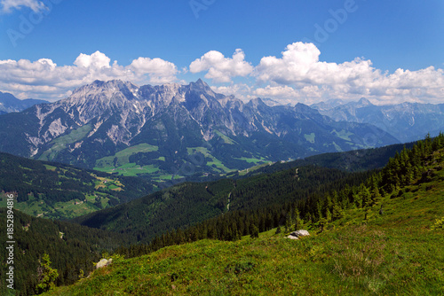 Leogang Mountains Leoganger Steinberge with highest peak Birnhorn, idyllic summer landscape Alps, Zell am See district, Salzburg federal state, Austria