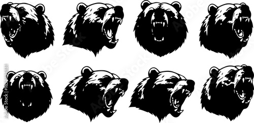 Woodland Wildlife Bear Family Vector Set - Mother and Cub Illustrations