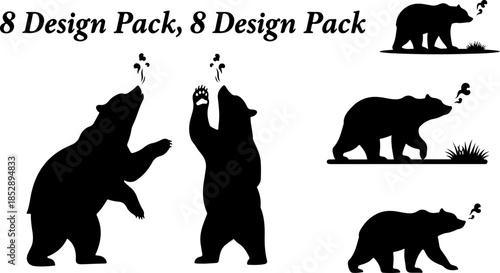 Woodland Wildlife Bear Family Vector Set - Mother and Cub Illustrations