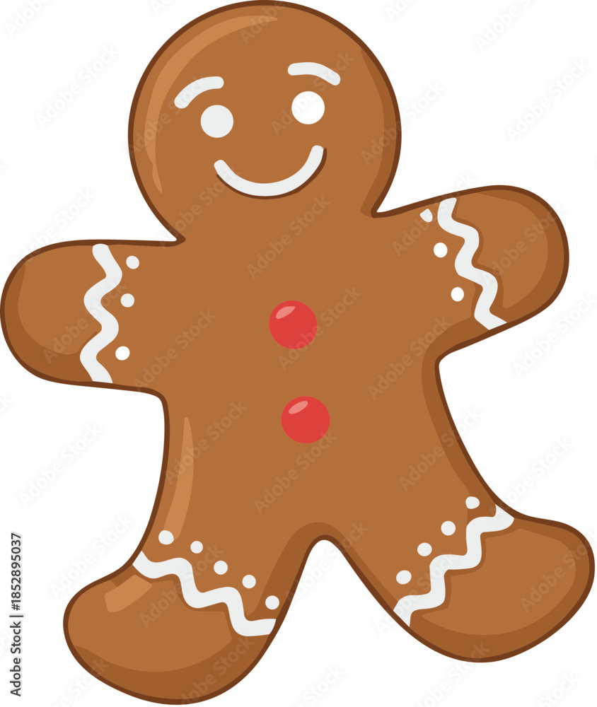 Obraz premium Colorful Detailed Gingerbread Man Festive Christmas Holiday Treat Illustration