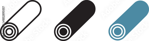 Yoga mat icon set vector illustration of gym equipment roll isolated on transparent background