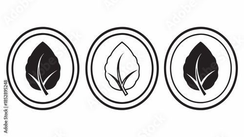 Three leaf icons in circles, one solid fill