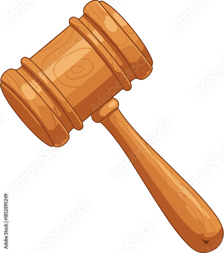 Cartoon Style Wooden Gavel Illustration Symbol of Justice and Authority