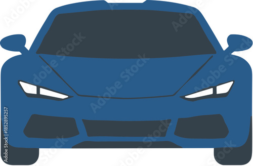 Flat Minimalist Front View Stylish Automobile Vehicle Transport Icon Illustration