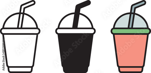 Smoothie cup with straw icon vector illustration drink container isolated on transparent background