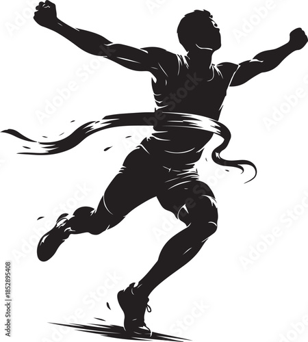 Runner Finish Line Dynamic Silhouette Vector