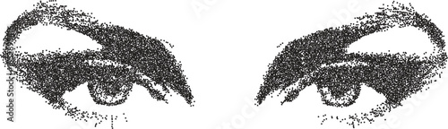 Eye vintage y2k stipple art, vision halftone stipple brutalist retro vector png with transparent background, iris 2000s aesthetic photocopy effect tattoo