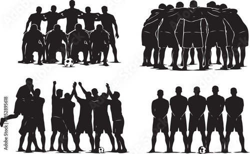 Soccer Team Formation Silhouette Vector