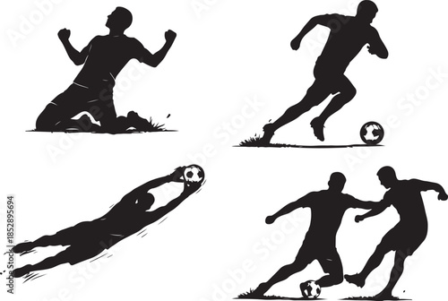 Soccer Dynamic Match Silhouette Vector