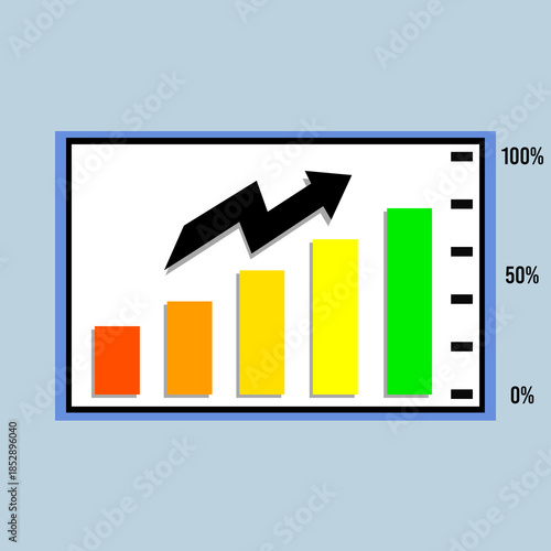 Percentage rising trend. Modern design. Arrow seta performance financial. Vector illustration.
