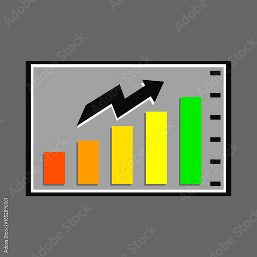 Percentage rising trend. Arrow seta performance financial. Vector illustration. Modern design.