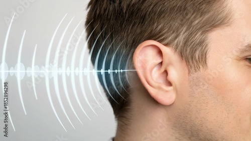 Health effects of sound pollution on hearing and ear function with sound waves causing noise stress impacting well being and ear health