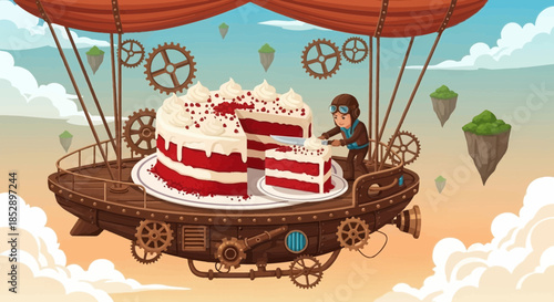 Steampunk Style Airship with Layered Cake.