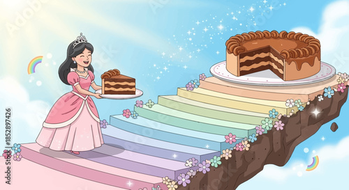 Woman in Pink Dress Holding Cake.