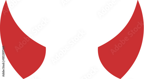 Simple Flat Red Devil Horns Decorative Design Element Illustration