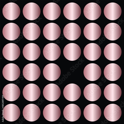 Rose Gold Metallic Circles Grid Pattern Vector