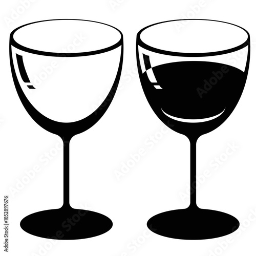 Minimalist Wine Glass Vector with Filled and Empty Options