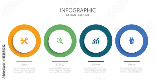 Business infographic element with 4 options, steps, number vector template design . 