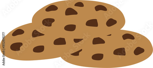 Simple Flat Style Stack of Delicious Chocolate Chip Cookie Illustration
