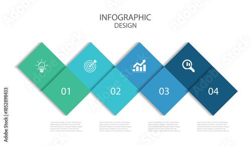 Business infographic design template with 4 options, steps or processes .Vector illustration. 