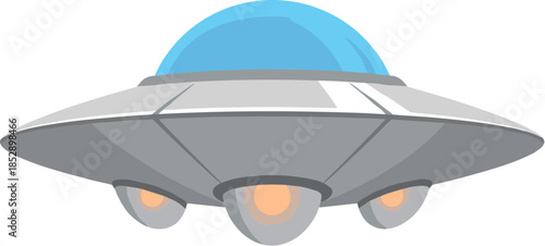 Simple Flat Spacecraft UFO Flying Saucer Futuristic Alien Transportation Illustration